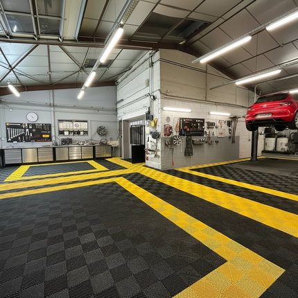 Klickfliesen für Werkstatt Garage, Messen, Halle Showroom, Bodenfliesen